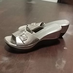 Guess metallic silver buckle sandals